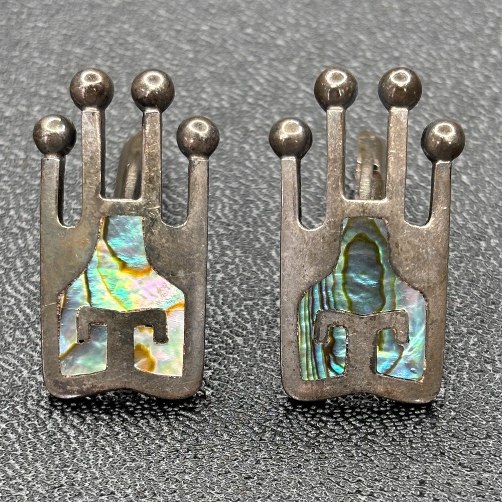 Sterling Silver and Abalone Inlay Cufflinks